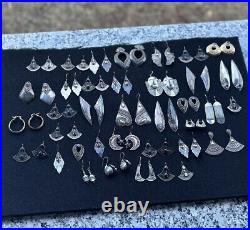 Huge 925 Vintage Sterling Silver Earrings Lot Marked