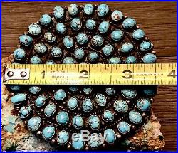 Huge Museum MARK CHEE Navajo Sterling Brooch With 72 Gem Blue #8 Turquoise 101+GR