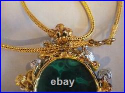 Huge Sterling Malachite topaz pendant (marked 925) Weight 42 grams with chain