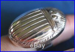 Huge Vintage Egyptian Revival SCARAB Beetle Marked Sterling Silver Size 5 Ring