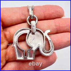 Huge Vintage Necklace Pendant 925 Sterling Silver Jewelry Chain Elephant Marked