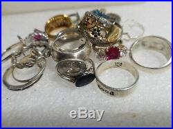 Huge lot 22 Sterling silver Rings, All marked 925 89.4g Lot Sterling Silver