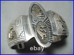 Important Vintage Navajo Gold Sterling Silver Geomtric Bracelet