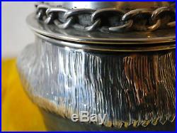 Ink Well, Horse Theme, Sterling Silver, Crop & Cap Finial, Mounted, Marked