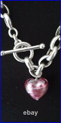 Italian Sterling Silver Toggle Chain with MakersMark & Glowing Heart 16 In. 34Gr