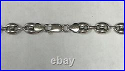 Italy. 925 Sterling Silver Puffed Mariner Link Chain, Marked GM 35.5