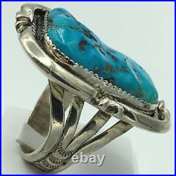 James Francisco Sterling Silver Turquoise Native American Mens Ring Marked JF
