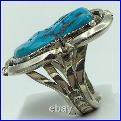 James Francisco Sterling Silver Turquoise Native American Mens Ring Marked JF
