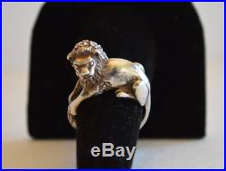 James Yesberger SIZE 6 Sterling Silver Lion Ring Marked Animal Rare Vintage