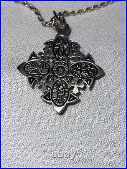 Jerusalem Sterling Silver & Amethyst Stone Cross With Chain/cross Marked 900