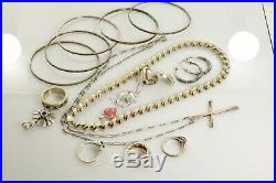 Jewelry Lot Sterling Silver All Marked 101.6 g Rings Bracelets Necklaces Etc