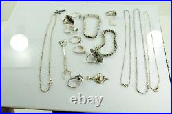 Jewelry Lot Sterling Silver All Marked 101.7 g Rings Bracelets Earrings ETC