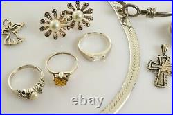 Jewelry Lot Sterling Silver All Marked 105.9 g Rings Bracelets Earrings ETC