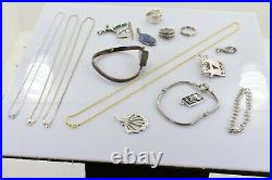 Jewelry Lot Sterling Silver All Marked 111.3g Rings Bracelets Earrings ETC