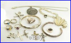 Jewelry Lot Sterling Silver All Marked 117.1 g Rings, Bracelets, Pendants, Etc