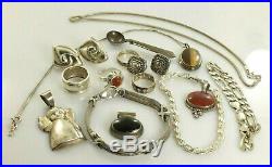 Jewelry Lot Sterling Silver All Marked 119.9 g Rings Bracelets Necklaces Etc