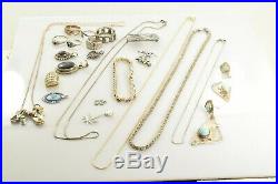Jewelry Lot Sterling Silver All Marked 122.7 g Rings Bracelets Necklaces Etc