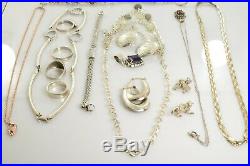 Jewelry Lot Sterling Silver All Marked 125.9 g Rings Bracelets Earrings ETC