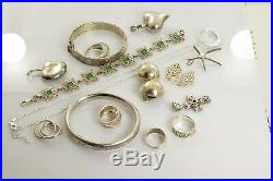 Jewelry Lot Sterling Silver All Marked 128.9 g Rings Bracelets Necklaces Etc