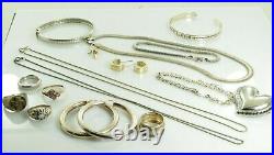 Jewelry Lot Sterling Silver All Marked 129.6 g Rings Bracelets Earrings ETC