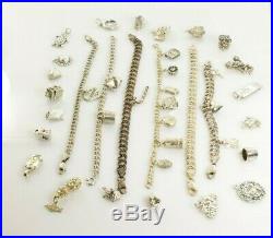 Jewelry Lot Sterling Silver All Marked 131.2 g Charms and Charm Bracelets