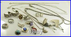 Jewelry Lot Sterling Silver All Marked 134.2g Rings Bracelets Necklaces Etc