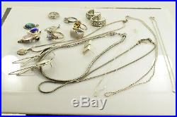 Jewelry Lot Sterling Silver All Marked 134.2g Rings Bracelets Necklaces Etc