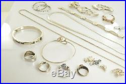 Jewelry Lot Sterling Silver All Marked 137.3 g Rings Bracelets Earrings ETC