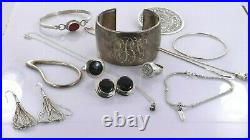 Jewelry Lot Sterling Silver All Marked 140.6 g Rings Bracelets Earrings ETC