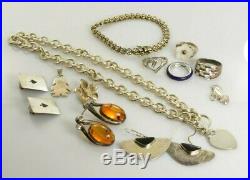 Jewelry Lot Sterling Silver All Marked 148.6 g Rings Bracelets Earrings ETC