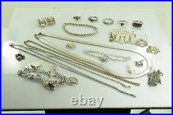 Jewelry Lot Sterling Silver All Marked 148.7 g Rings Bracelets Earrings ETC