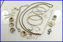 Jewelry Lot Sterling Silver All Marked 151.8 g Rings Bracelets Necklaces ETC