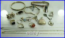 Jewelry Lot Sterling Silver All Marked 152.4 g Rings Bracelets Earrings ETC