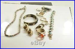 Jewelry Lot Sterling Silver All Marked 160.2 g Rings Bracelets Necklaces Etc
