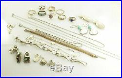 Jewelry Lot Sterling Silver All Marked 97.9 g Rings Bracelets Earrings ETC