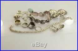 Jewelry Lot Sterling Silver All Marked 99.4 g Rings Bracelets Necklaces Etc