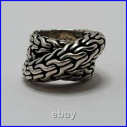 John Hardy Classic Chain Crossover Sterling Silver. 925 Ring Marked Signed Sz 6