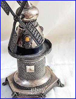 Judaica Besamim Spice Tower Sterling Silver Windmill Shaped BY Ben-Zion Marked