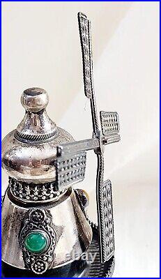 Judaica Besamim Spice Tower Sterling Silver Windmill Shaped BY Ben-Zion Marked