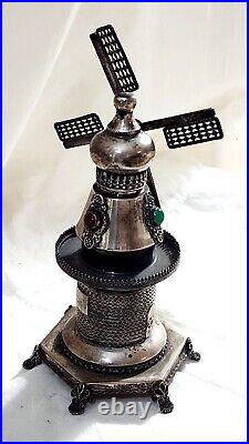 Judaica Besamim Spice Tower Sterling Silver Windmill Shaped BY Ben-Zion Marked