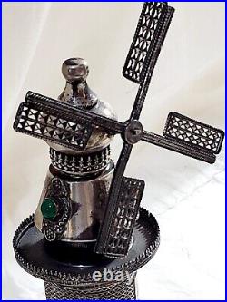 Judaica Besamim Spice Tower Sterling Silver Windmill Shaped BY Ben-Zion Marked