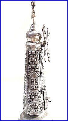 Judaica Besamim Spice Tower Sterling Silver Windmill Shaped For Havdallah Marked