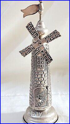 Judaica Besamim Spice Tower Sterling Silver Windmill Shaped For Havdallah Marked