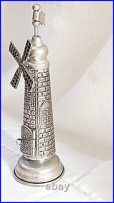 Judaica Besamim Spice Tower Sterling Silver Windmill Shaped For Havdallah Marked