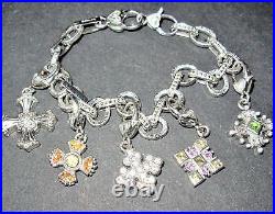 Judith Ripka Sterling Cross Charm Bracelet 443g marked. 925