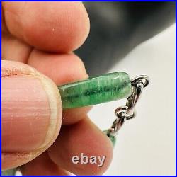 Krementz Bracelet Sterling Silver Green Glass Jade Vintage Marked Women Jewelry