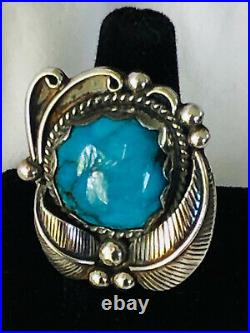 LARGE Sterling Silver Navajo Designer JM Turquoise Ring James Mason