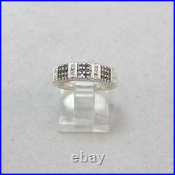 Ladies Sterling Silver Black & Clear Diamond Ring Band Marked Sun Size 5.75