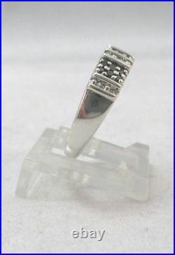 Ladies Sterling Silver Black & Clear Diamond Ring Band Marked Sun Size 5.75
