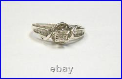 Ladies Sterling Silver Diamond Chip & Baguettes Swirl Ring Band Sz 9.25 Marked